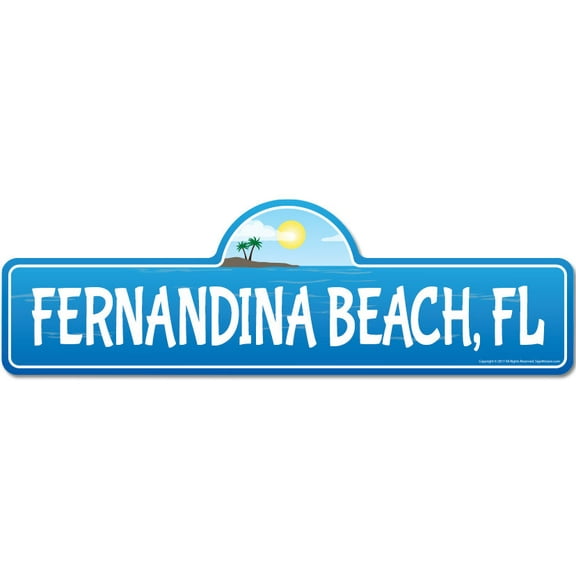 Fernandina FL Florida Beach Street Sign | Indoor/Outdoor | Surfer Ocean Lover Décor For Beach House Garages Living Rooms Bedroom | Signmission Personalized Gift