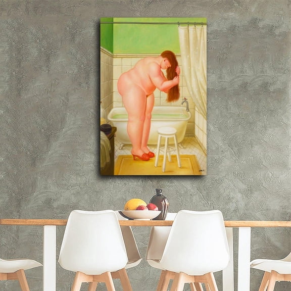 Fernando Botero Donna In Bagno Print, Unframed Paper Poster 8x10in