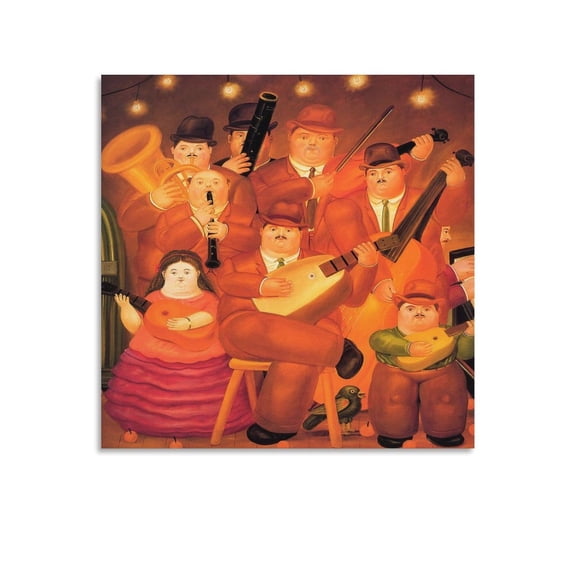 Fernando Botero The Musicians Famous Poster Canvas Wall Art Poster Decorative Bedroom Modern Home Print Picture Artworks Posters 16x16inch(40x40cm)
