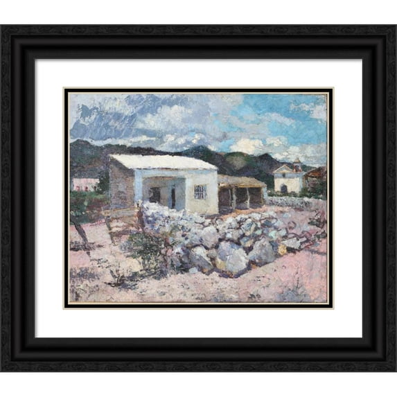 Fernando Fader 14x12 Black Ornate Wood Framed Double Matted Museum Art Print Titled: The Beaches of Guasapampa (circa 1930)