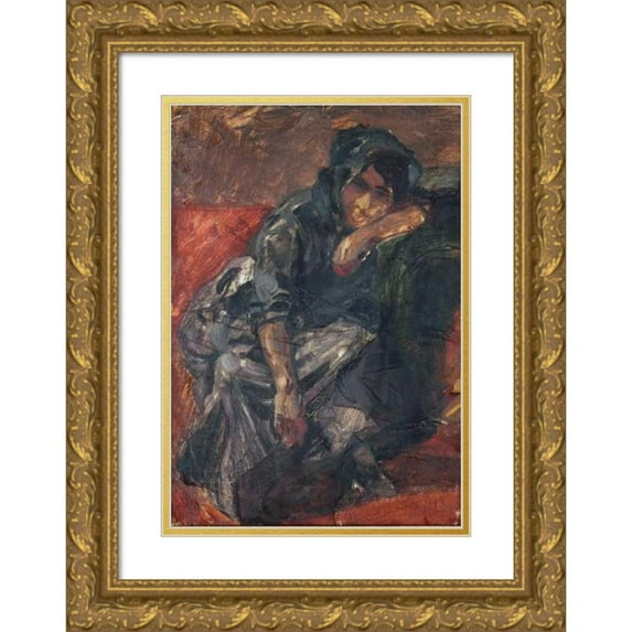 Fernando Fader 18x24 Gold Ornate Framed and Double Matted Museum Art Print Titled - Women's Study or Home Return (From 1900 Until 1935)