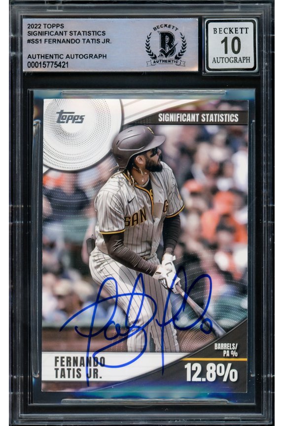 Fernando Tatis Jr. Autographed 2022 Topps Significant Statistics Card #SS-1 San Diego Padres Auto Grade Gem Mint 10 Beckett BAS #15775421