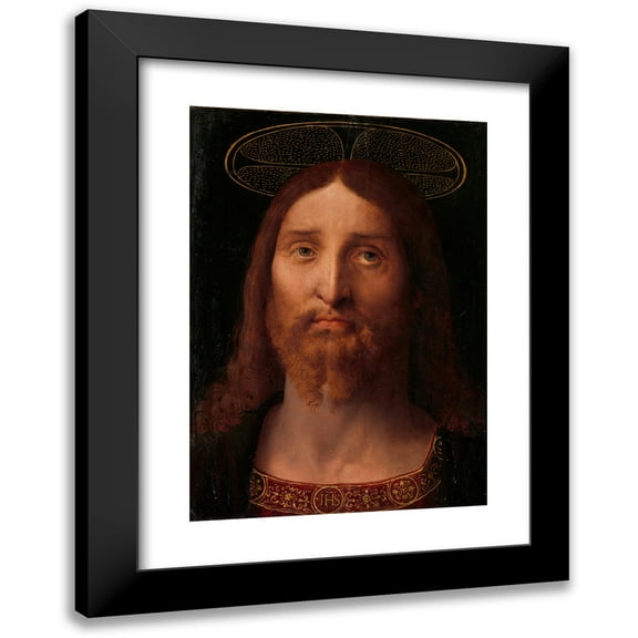 Fernando Yáñez de la Almedina 11x14 Black Modern Framed Museum Art Print Titled - Head of Christ (ca. 1506)