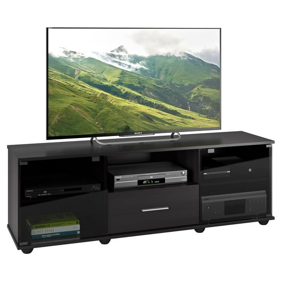Fernbrook TV Stand in Black Faux Wood Grain Finish for TVs up to 70"
