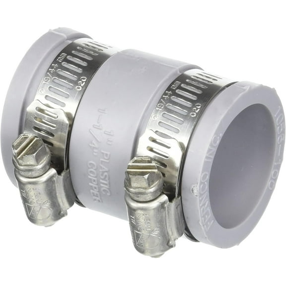 Fernco P1056-100 Coupling CI, Plastic 1" x 1", 1