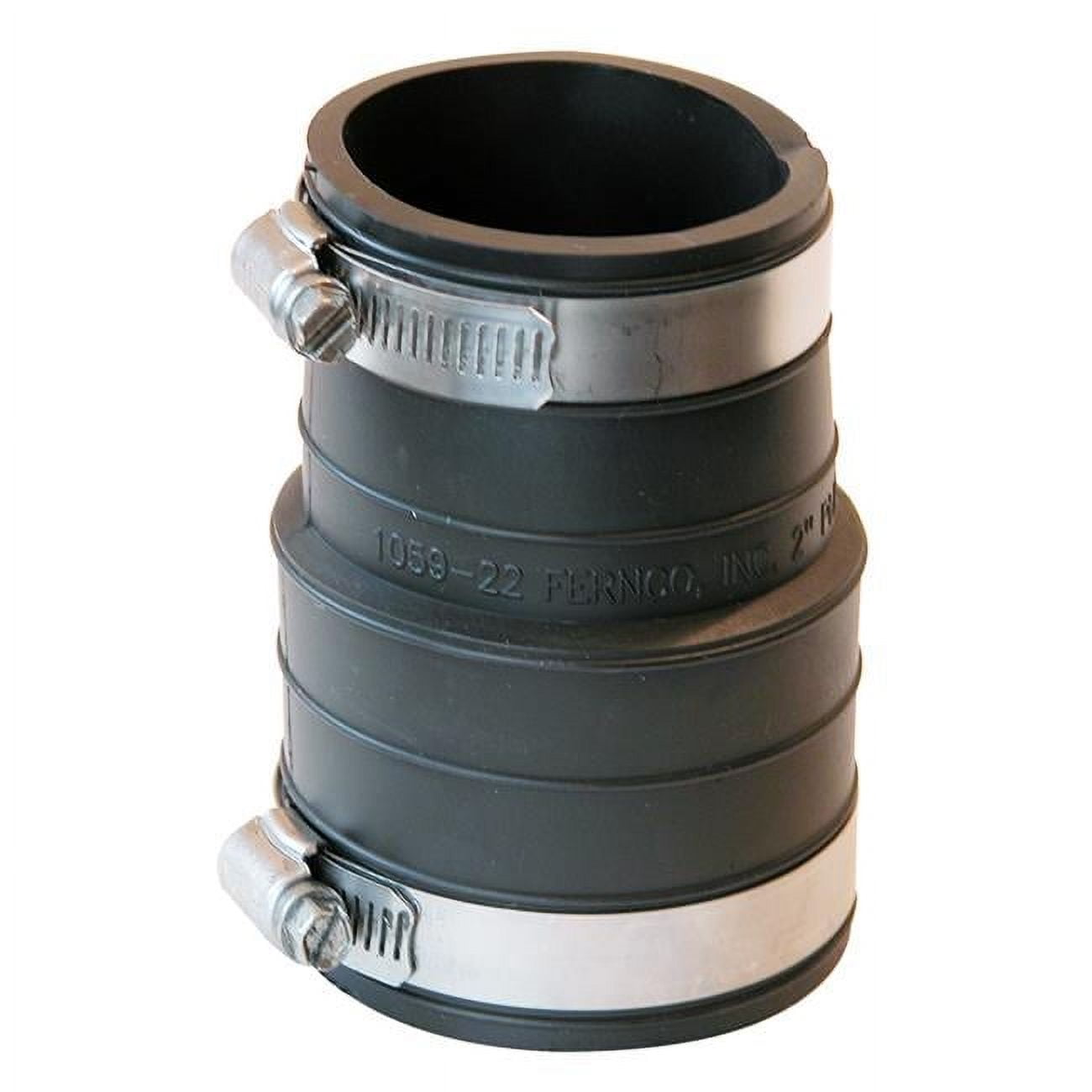 2-Inch Black Flexible PVC Coupling with Stainless Steel Clamps