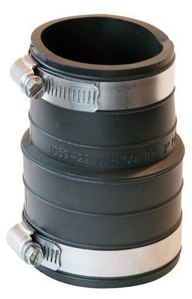 2-Inch Black Flexible PVC Coupling with Stainless Steel Clamps