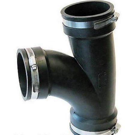 Fernco PQT-300 3" 90 Degree Quick Qwik Plastic Pipe Coupling Tee - Quantity of 1 — Residential Use, Standard Application