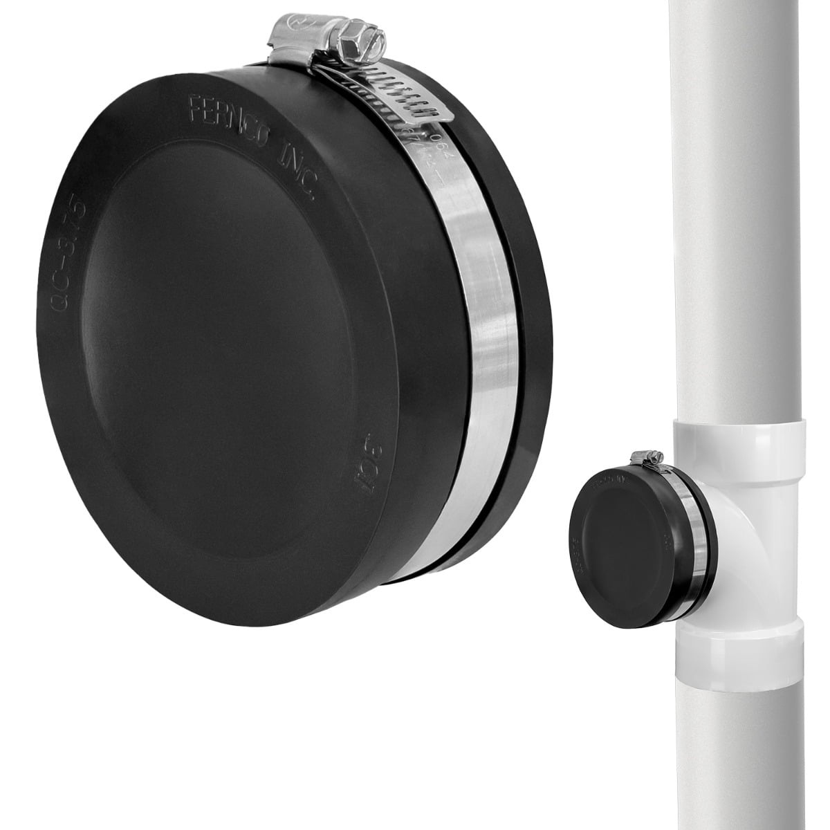 Fernco QC-101W 1.5-inch Qwik Cap - White PVC Pipe Cap For Drain Waste Vent Testing