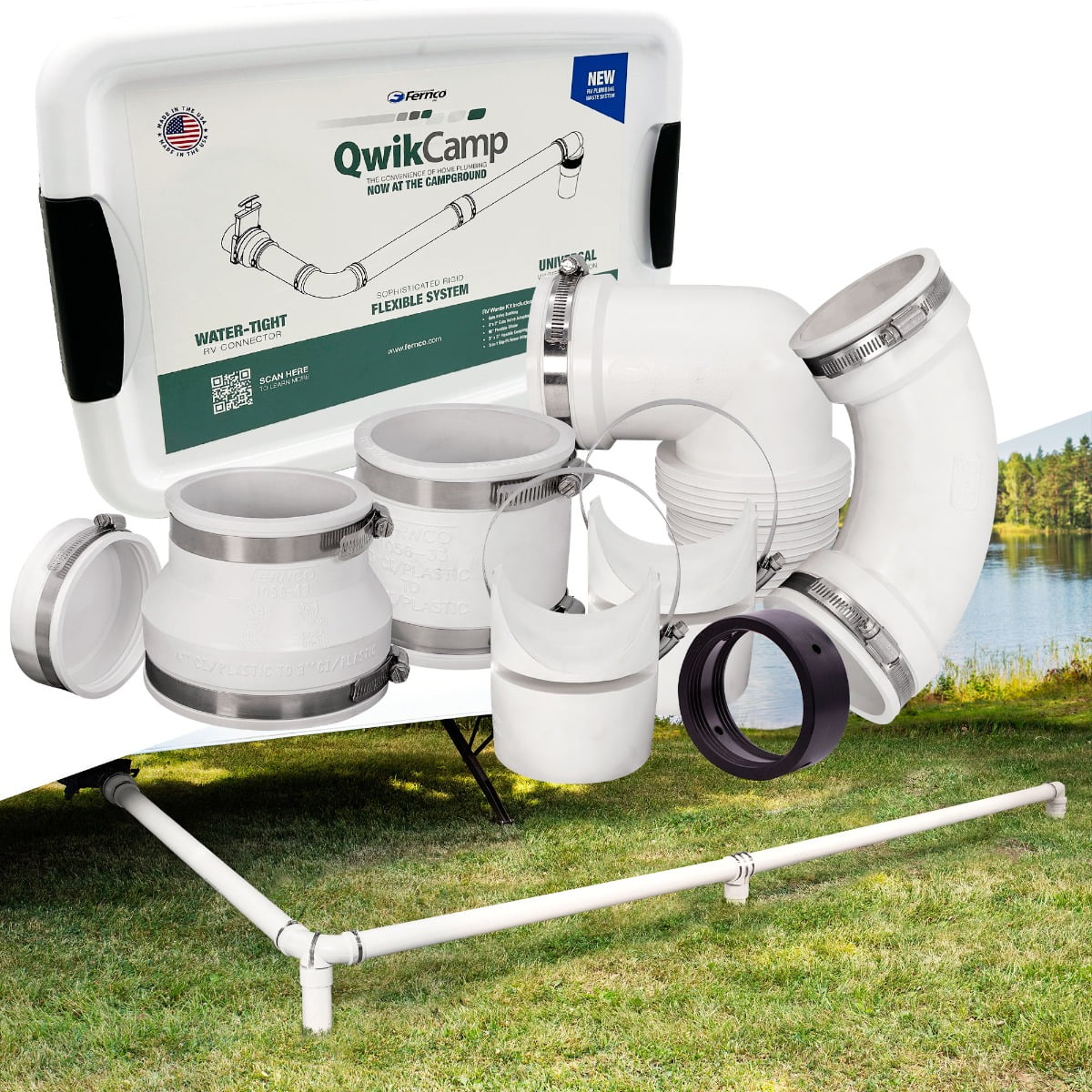 Fernco QwikCamp RV and Camper Sewer Waste Plumbing Connection System