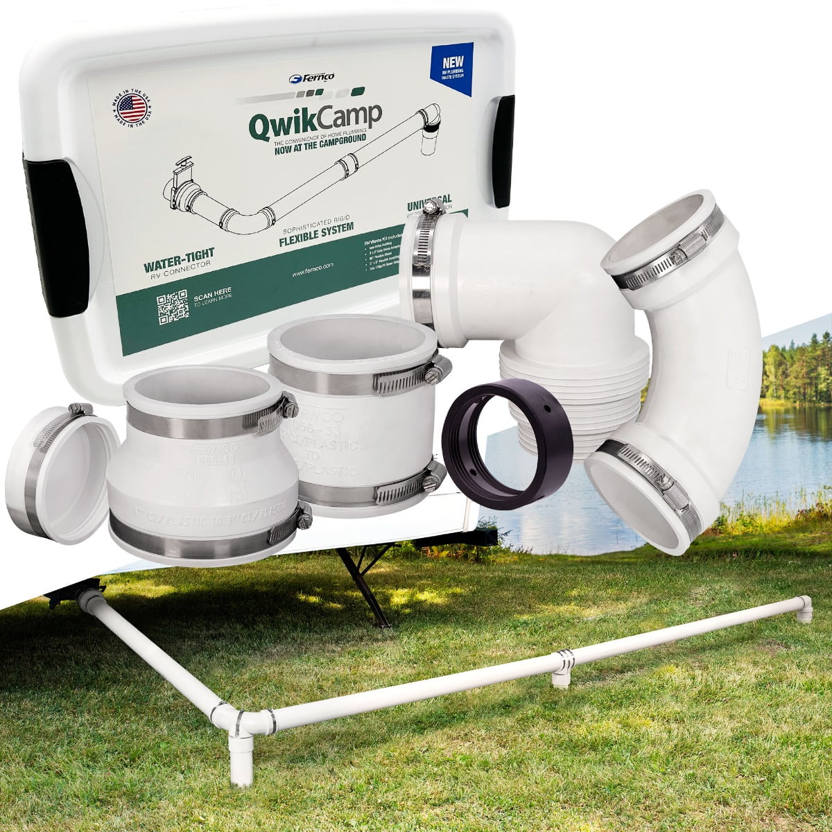 Fernco QwikCamp RV and Camper Sewer Waste Plumbing Connection System