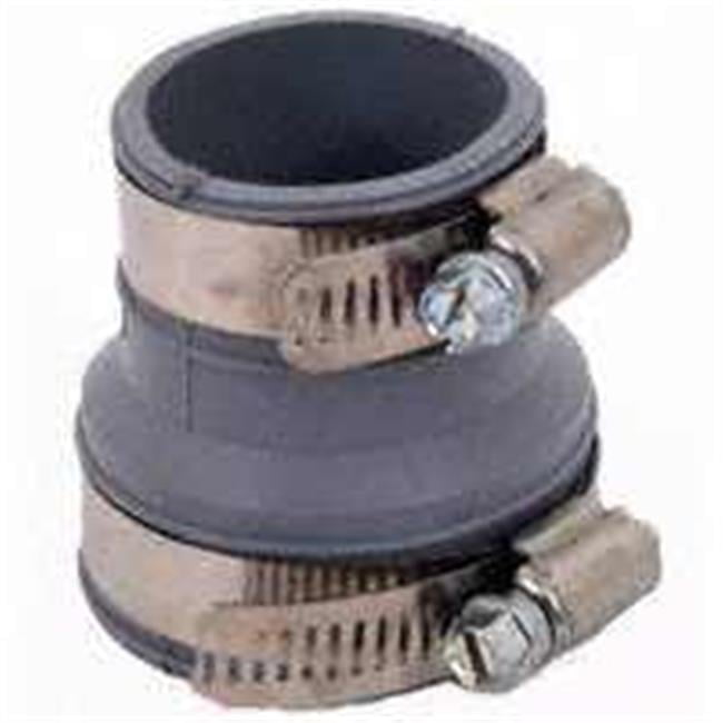 Fernco Schedule 40 1-1/2 in. PVC Hub Connector with Stainless Steel Clamps