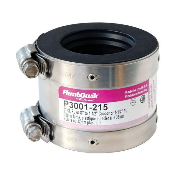 Fernco Schedule 40 2 in. Hub x 1-1/2 in. Dia. Neoprene Rubber Shielded Coupling