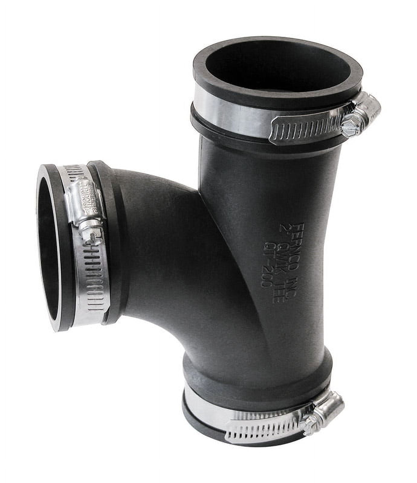 Fernco 2-Inch Flexible PVC Tee with Stainless Steel Clamps