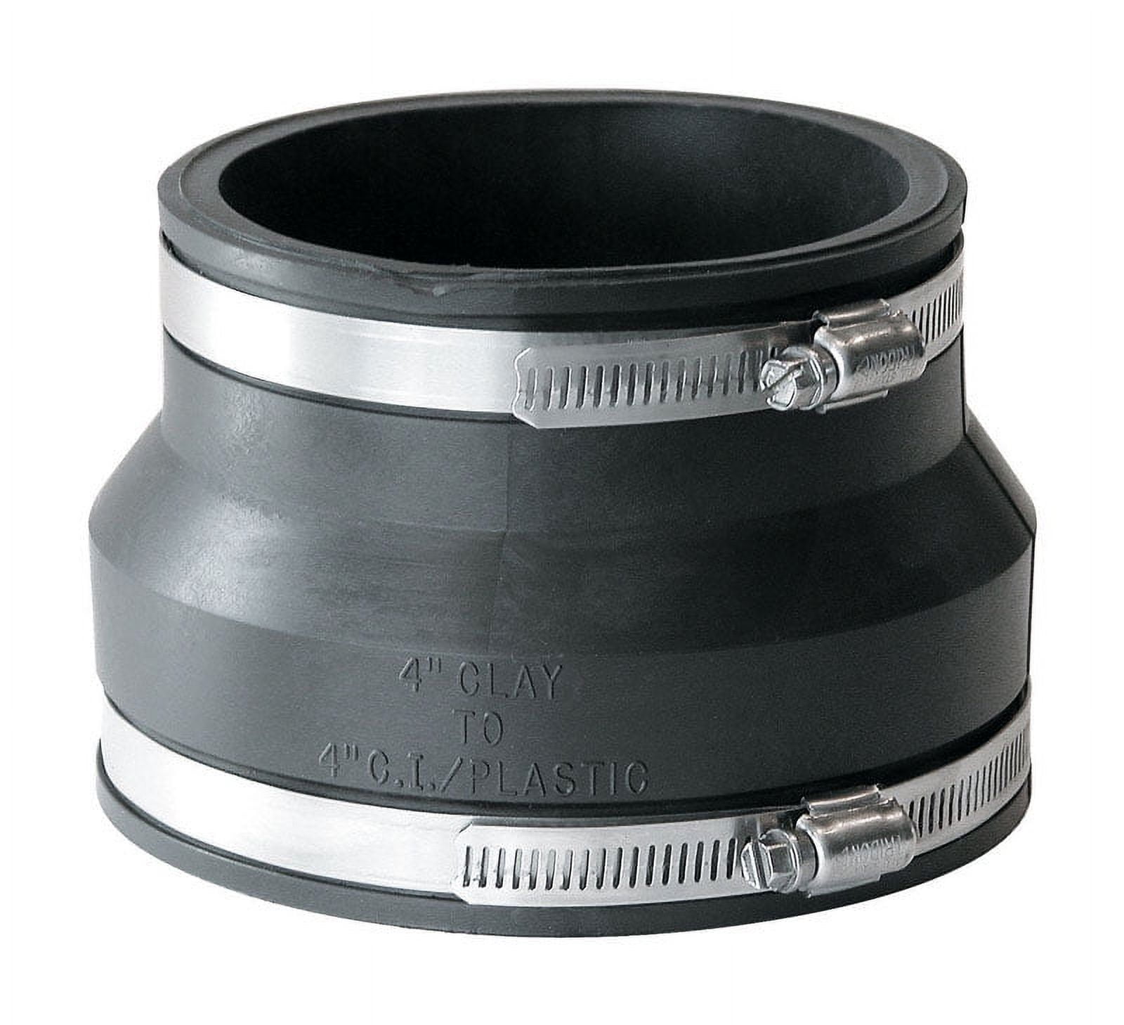 Fernco 4-inch Black PVC Flexible Coupling for Clay and Plastic Pipes