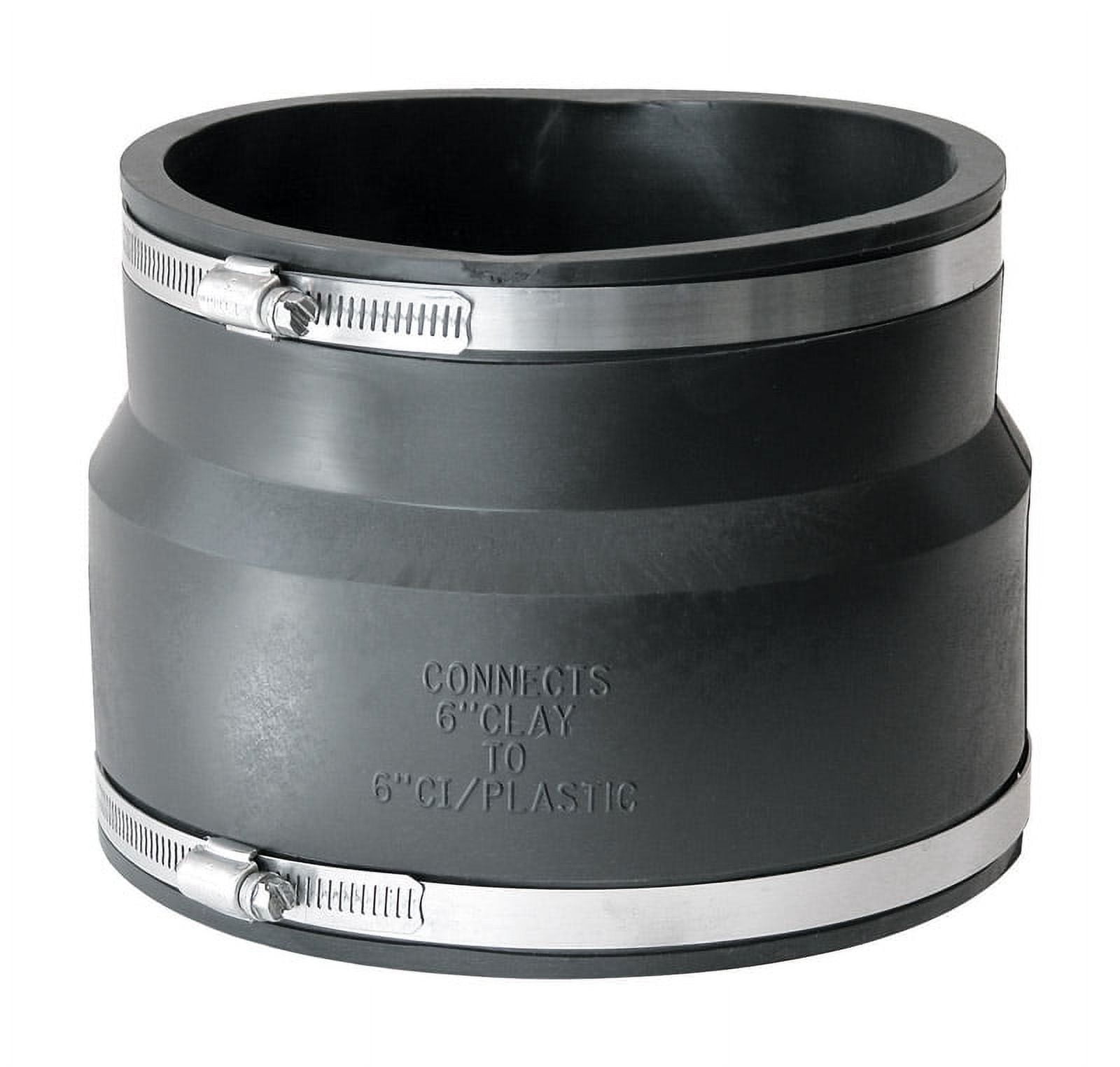 Fernco 6-inch Black PVC Flexible Coupling with Stainless Steel Clamps