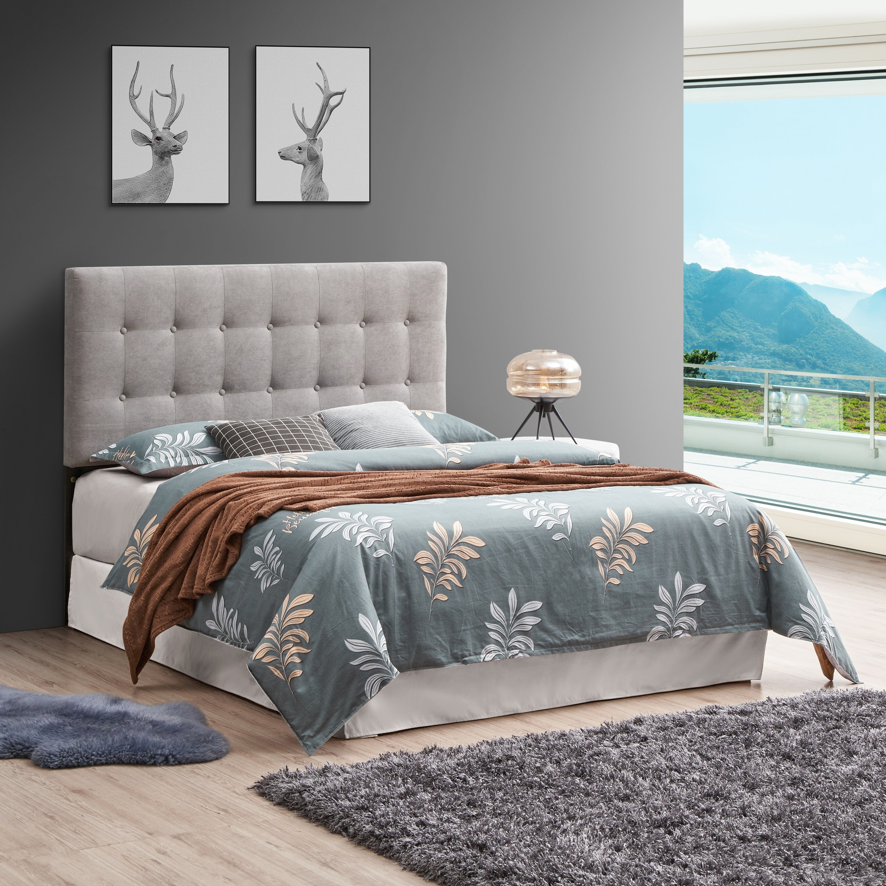 Ferndale Full/Queen or King Adjustable Tufted Headboard Grey Full/Queen