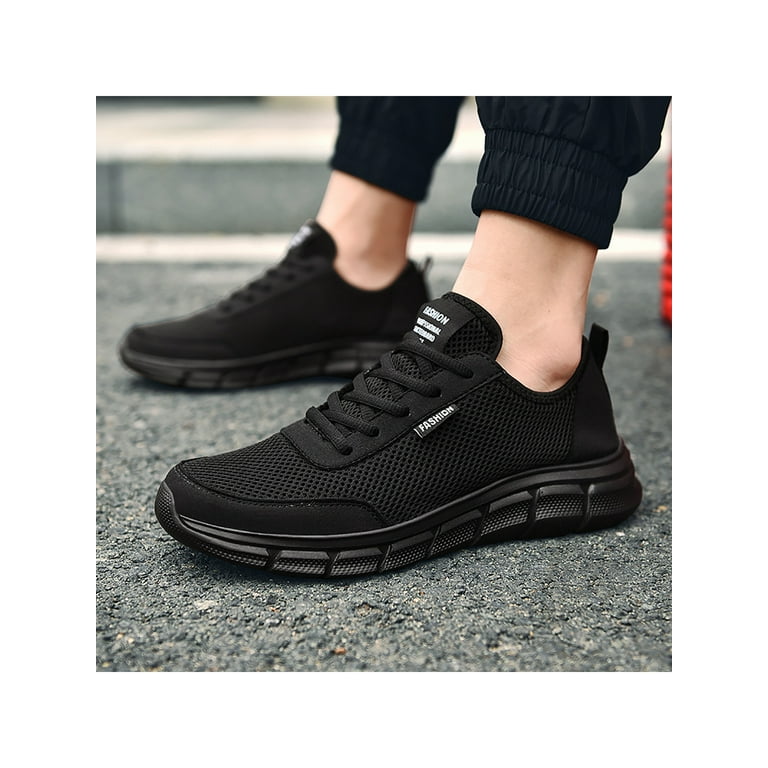 Fashion Running Sneaker for Men Shoes Casual Shoes Leather Sport Shoes  Breathable Comfortable Walking Shoes Black US11