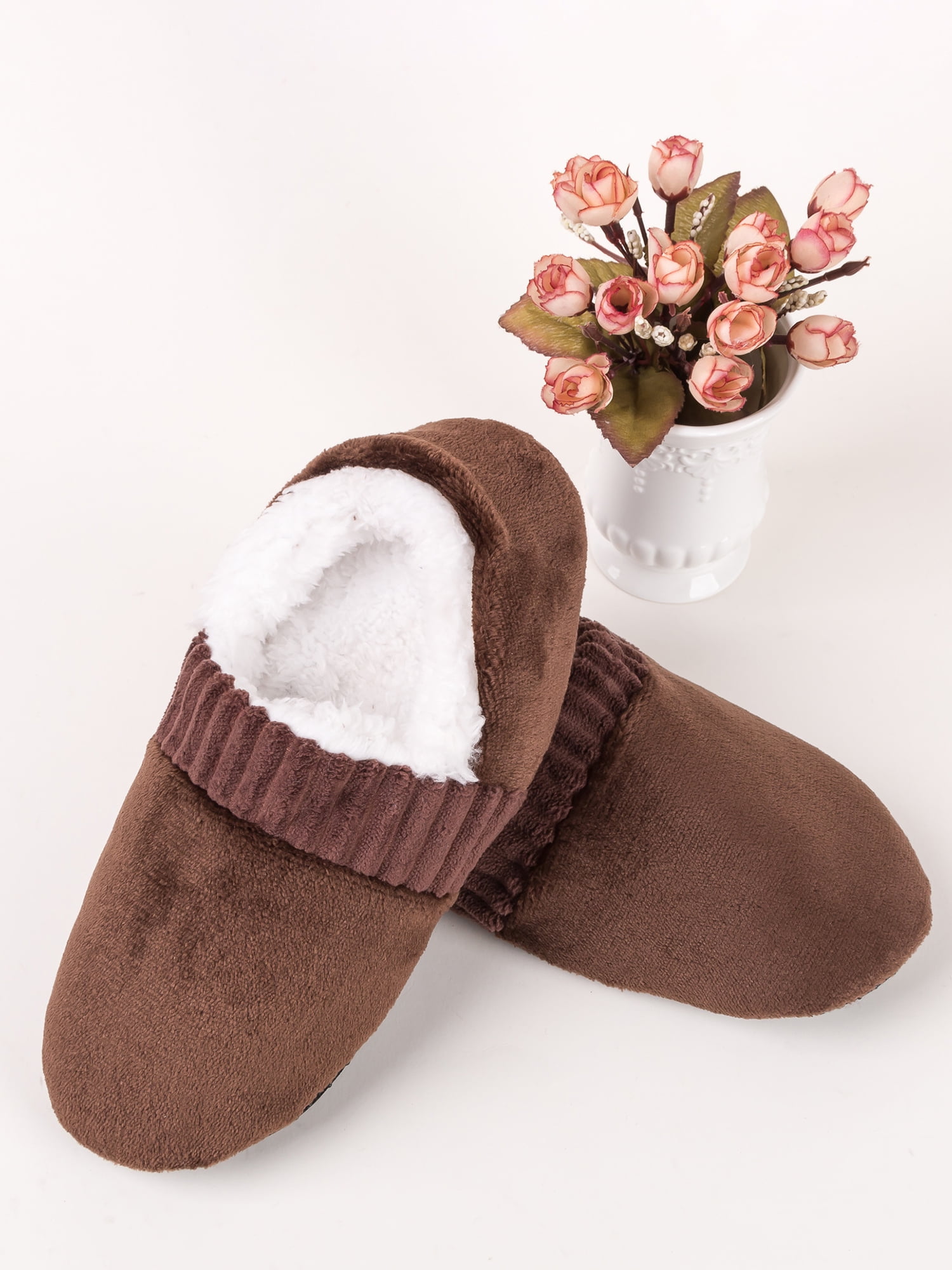 Ferndule Mens Slipper Socks With Grippers Soft Sole Fuzzy Sherpa Lining Slipper Cozy Warm House