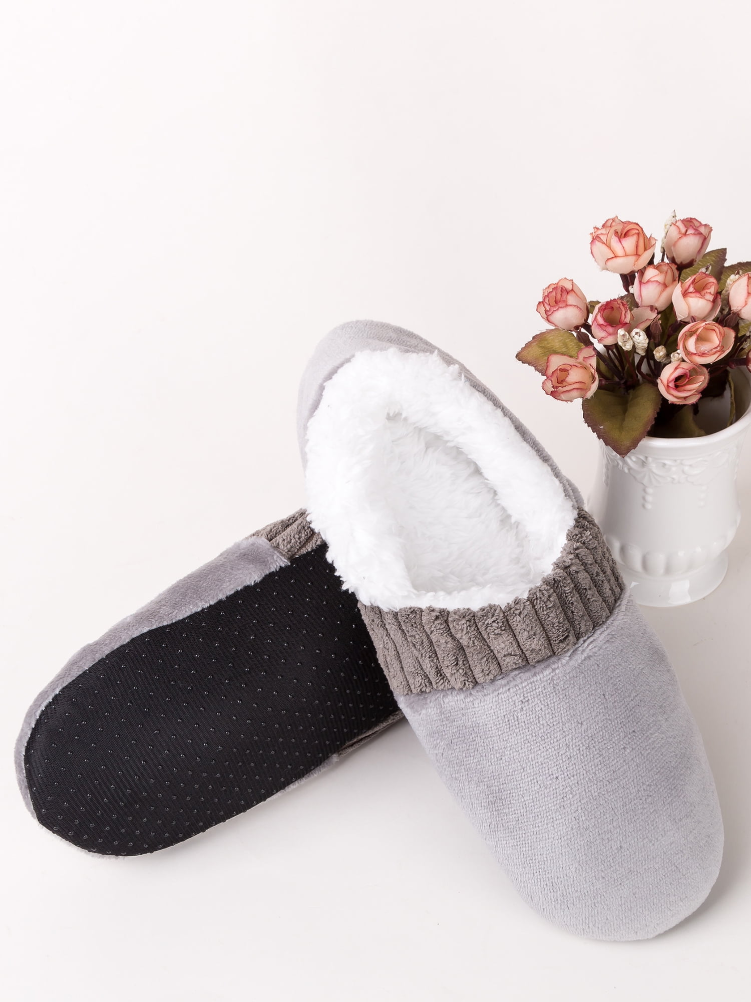 Ferndule Mens Slipper Socks With Grippers Soft Sole Fuzzy Sherpa Lining Slipper Cozy Warm House