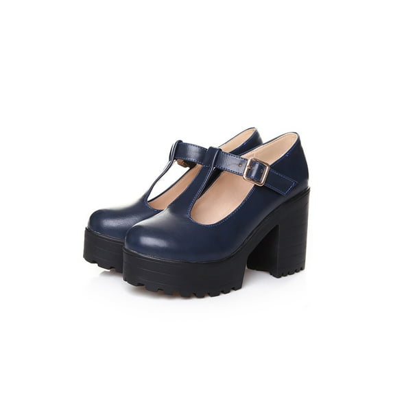 Ferndule Womens Block High Heel Platform Shoes Ankle Strap Pumps Mary Jane Shoes Round Toe