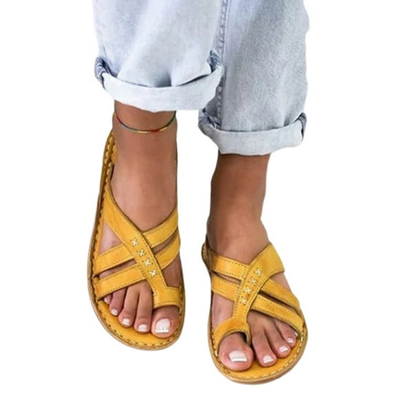 Ferndule Womens Ladies Sandals Toe Ring Slippers Mules Shoes Summer Beach Comfort Sliders