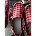thumbnail image 1 of Ferndule Womens Loafers Flats Low Heel Slip On Canvas Lace Up Footwear Closed Toe Comfortbale Slides Walking Shoes Black Size 9.5 Red Grid Without Lace 6.5, 1 of 8