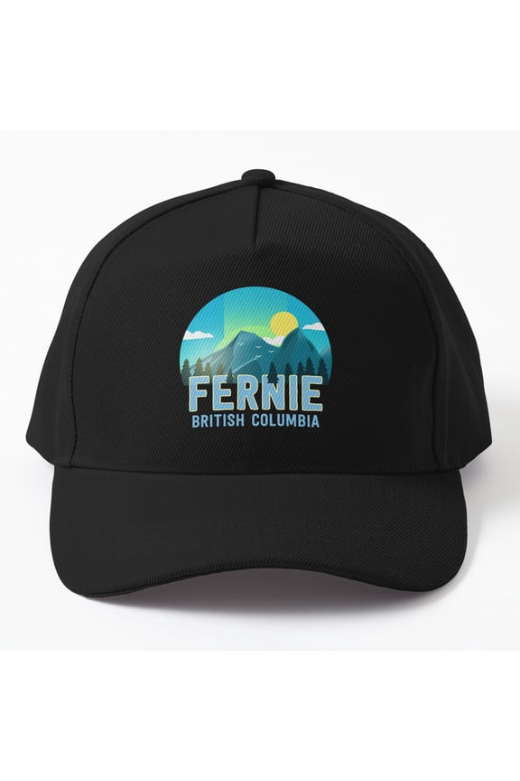 Fernie British Columbia Baseball Hat, Mountain Travel Location Graphic Design, Classic Cap
