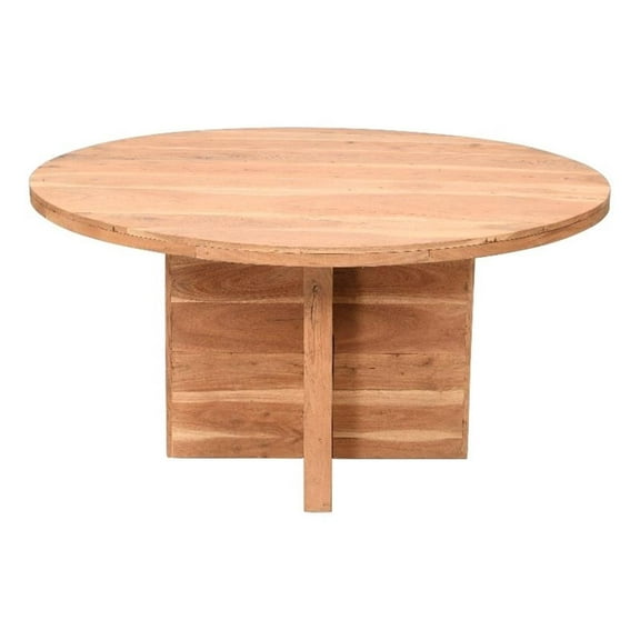 Fernious 60" Round Dining Table in Natural Finish on Mango Solid Wood