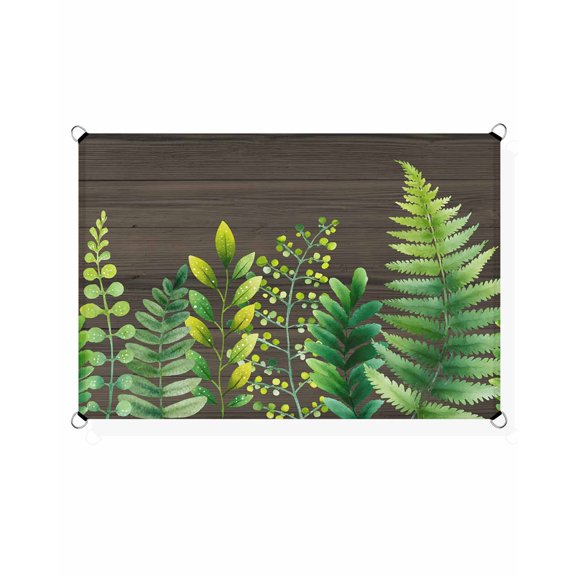 Ferns Leaf Sun Shade Sail 6.5'X10' Spring Sage Green Leaves Brown Wood Grain UV Block Outdoor Sail Shades Breathable Waterproof Rectangular Sunshade for Patio Garden Pool Pergola Porch