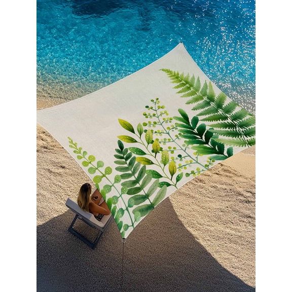 Ferns Leaf Sun Shade Sail 8' x 10', Spring Sage Green Leaves Farmhouse Rectangle Outdoor Sunshade Canopy, Waterproof UV Block Patio Covers for Garden Yard Beach