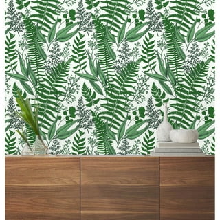 Fern Forest Botanical Drawer Liner Green Black // Peel & Stick Selfadhesive  Paper or Smooth Prepasted Eco Safe Wallpaper 3-6-9-12ft L Roll 