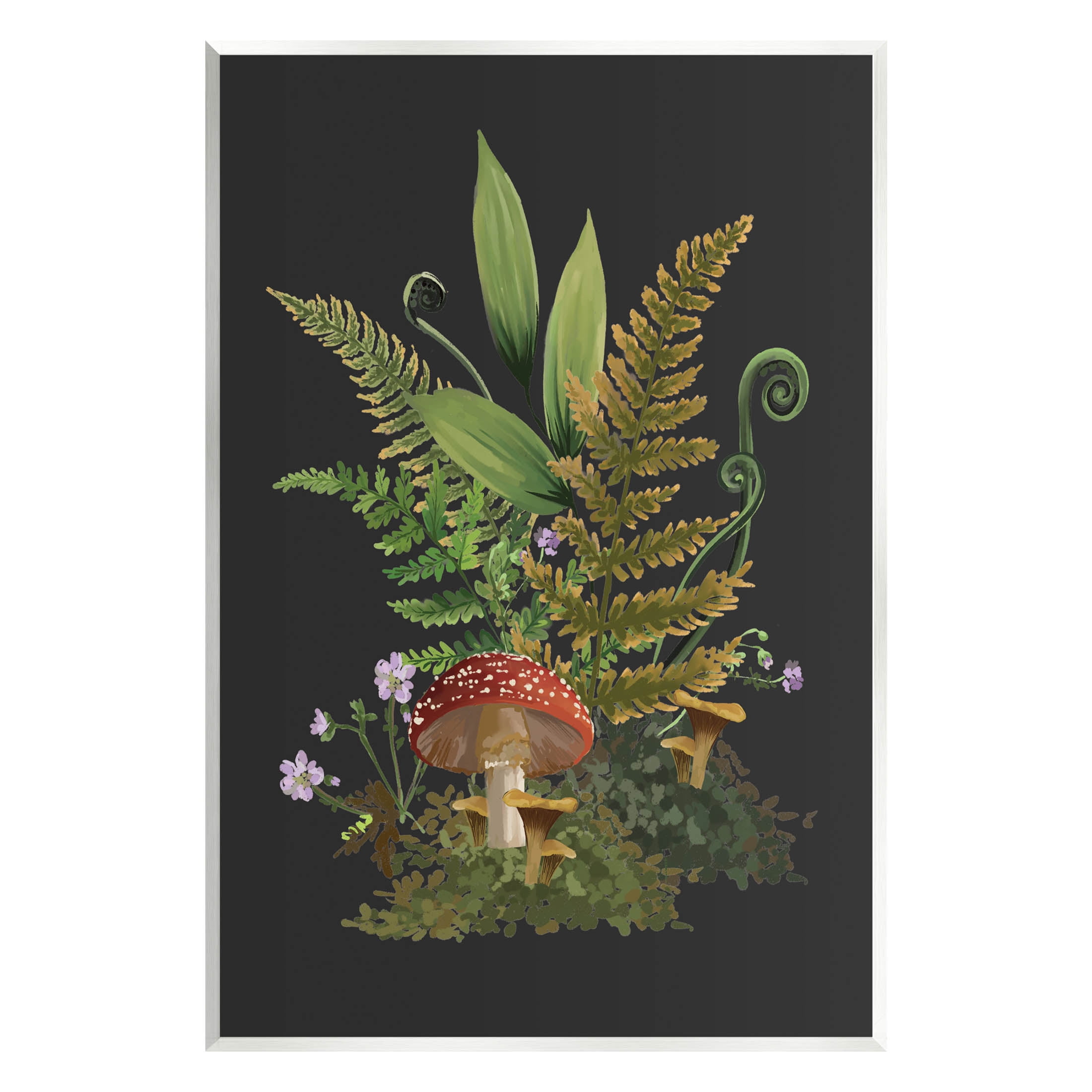 Ferns Sprouting Woodland Mushroom Plants Botanical & Floral Graphic Art Unframed Art Print Wall Art