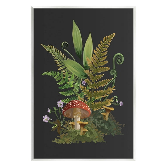 Ferns Sprouting Woodland Mushroom Plants Botanical & Floral Graphic Art Unframed Art Print Wall Art
