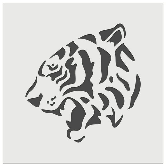 Ferocious Bengal Tiger Head Side View DIY Cookie Wall Craft Stencil - 4.5 Inch