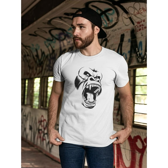 Ferocious Gorilla Head T-Shirt Men -Image by Shutterstock, Male 3X-Large