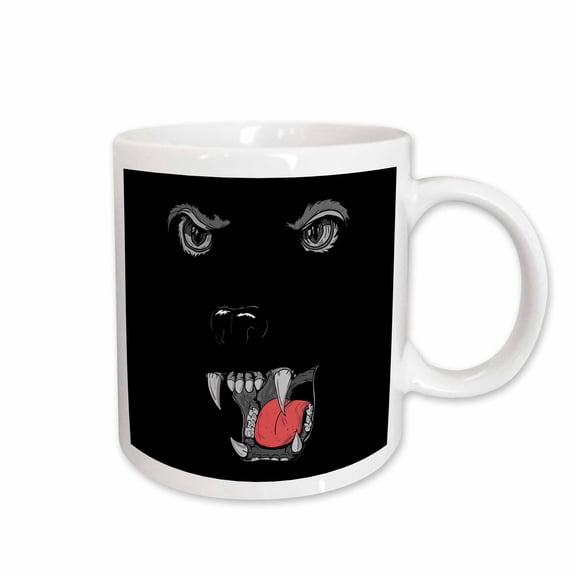 3drose, Ferocious Growling Black Panther Face Vector Illustration Wild Animal Design, 15oz Mug