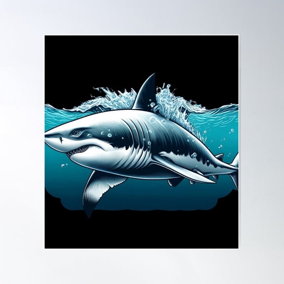 Ferocious Ocean Predator: The Shark Poster Wall Art, Modern Wall Decor For Living Room Bedroom, 8x12 UNFRAMED