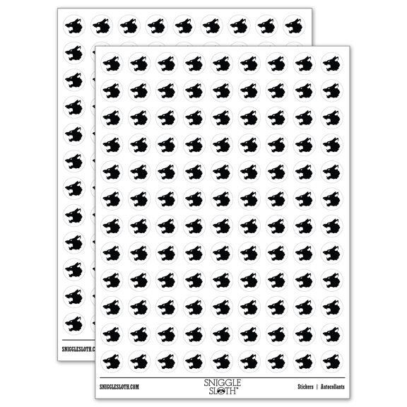 Ferocious Snarling Wolf Head Side 200+ Round Stickers - White - Matte Finish - 0.50" Size