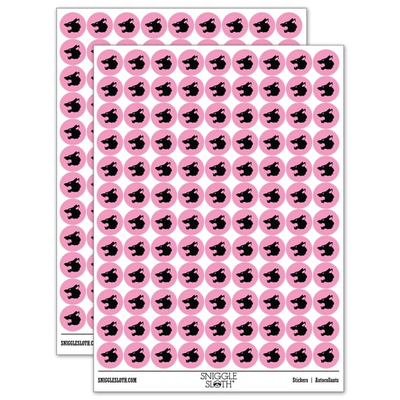 Ferocious Snarling Wolf Head Side 200+ Round Stickers - Light Pink - Matte Finish - 0.50" Size