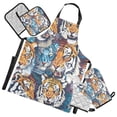 thumbnail image 1 of Ferocious Tiger Face 5 Pcs Kitchen Set Heat Resistant Oven Mitts and Non-Slip Pot Holders with Adjustable Cooking Apron, 1 of 6