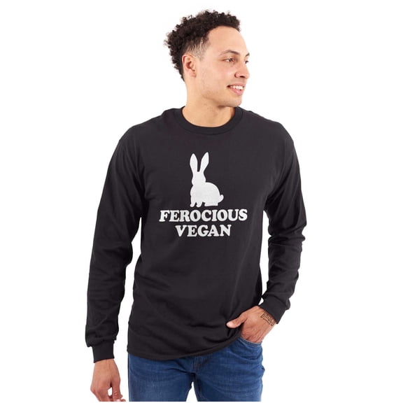 Ferocious Vegan Herbivore Bunny Long Sleeve TShirt Men Women Brisco Brands S