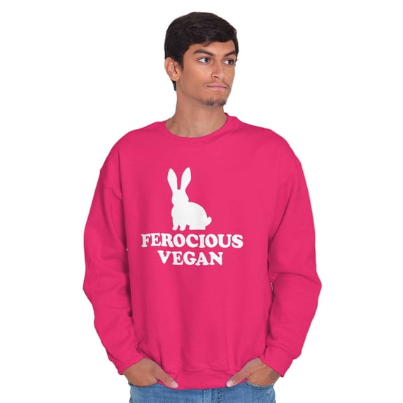 Ferocious Vegan Herbivore Bunny Sweatshirt for Men or Women Brisco Brands M