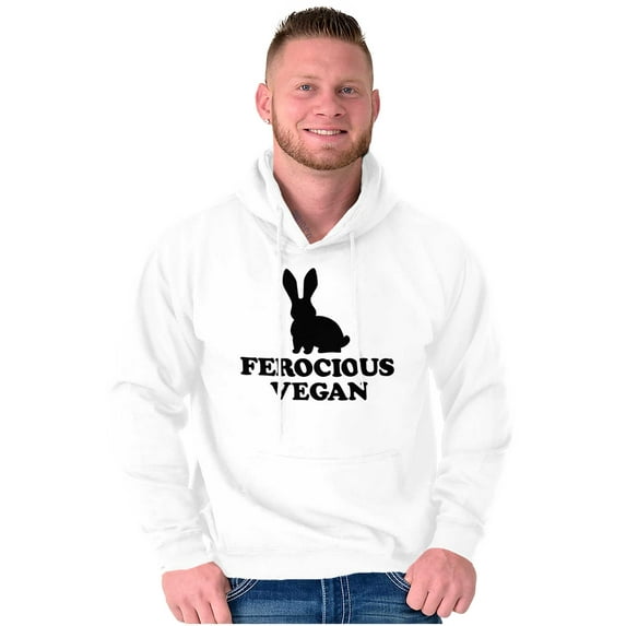 Ferocious Vegan Herbivore Bunny Unisex Plus Fleece Graphic Hoodie Brisco Brands 4X