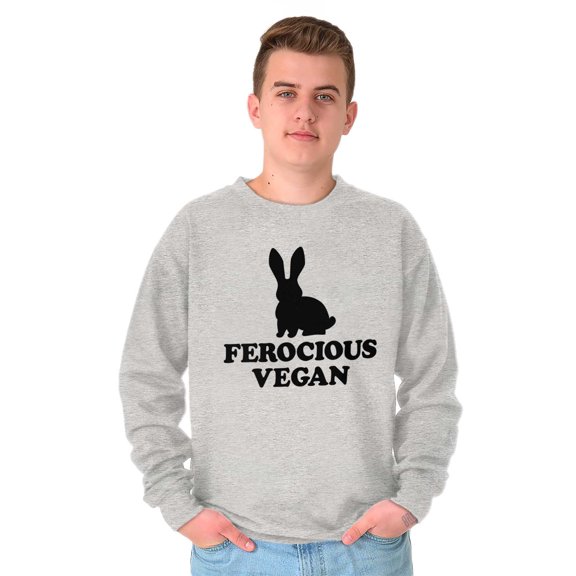 Ferocious Vegan Herbivore Bunny Unisex Plus Fleece Graphic Sweatshirt Brisco Brands 3X