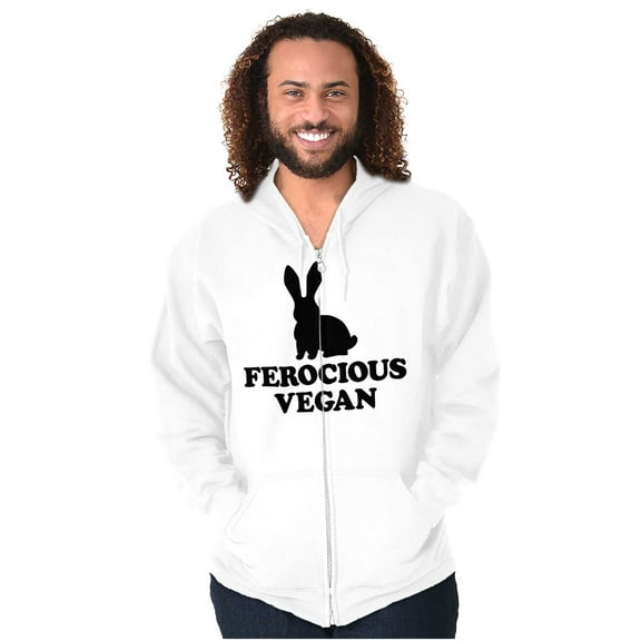 Ferocious Vegan Herbivore Bunny Zip Up Hoodie Men's Women's Brisco Brands X