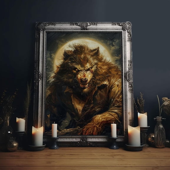 Ferocious Werewolf Monster Art Wall Poster, Unframed Size 8x12
