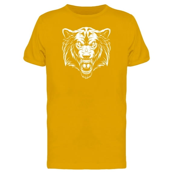 Ferocious Wolf White Outline T-Shirt Men -Image by Shutterstock, Male Medium