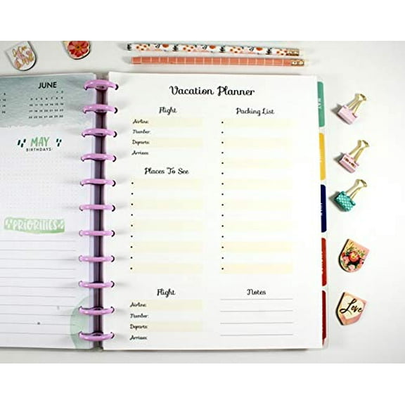 FeroniArt Inserts 8.5" x 11" Vacation Planner Refills, 10 Pages, 10 Count