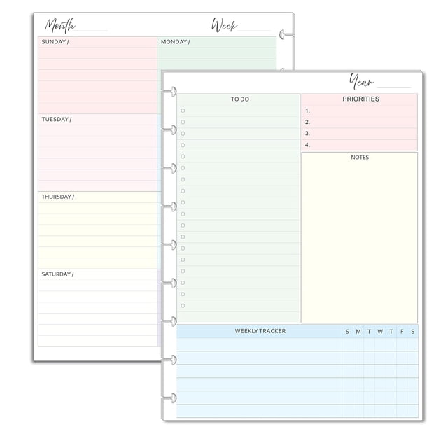 FeroniArt Undated Weekly Planner Inserts, 7